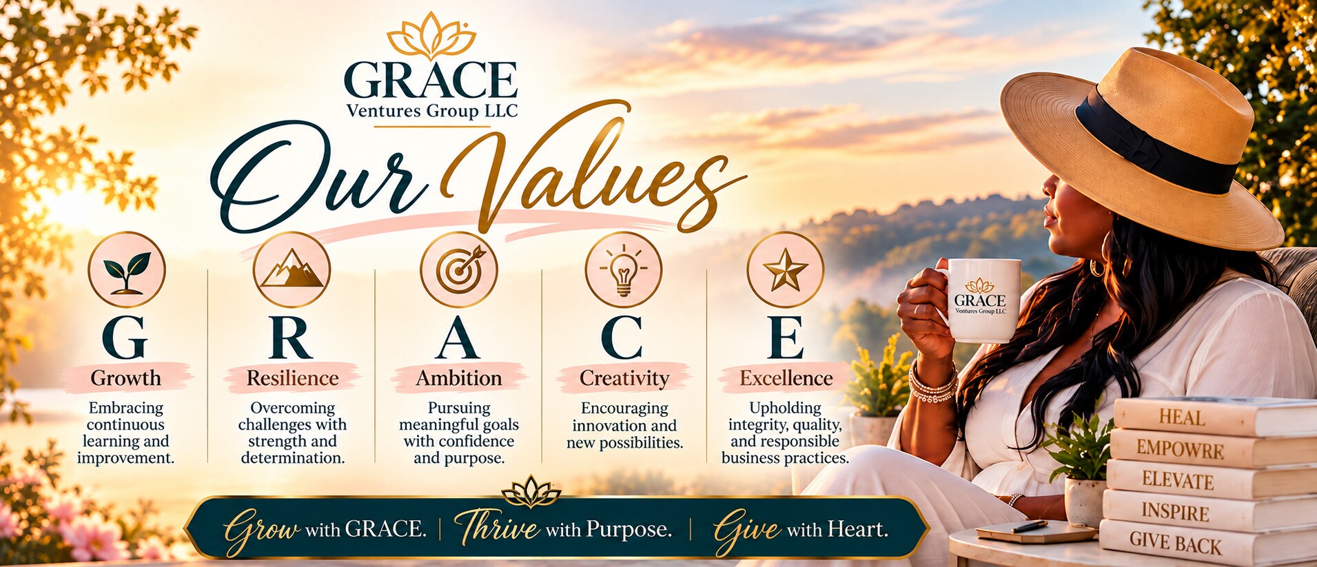 Our Values: Growth, Resilience, Ambition, Creativity, Excellence